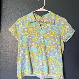 Lilly Pulitzer Blue and Green Patterned Shirt